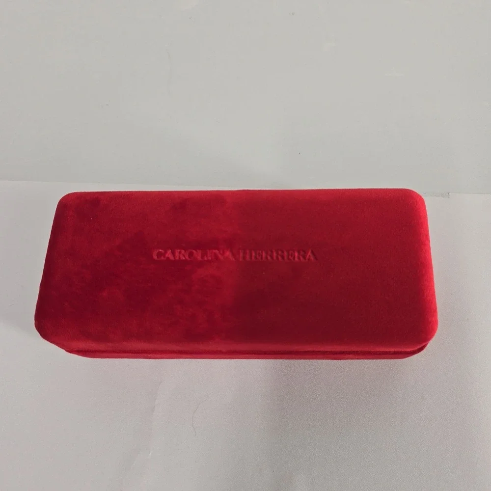 Carolina Herrera Red Velvet Eyeglass Case with Microfiber Cloth - Picture 3 of 6